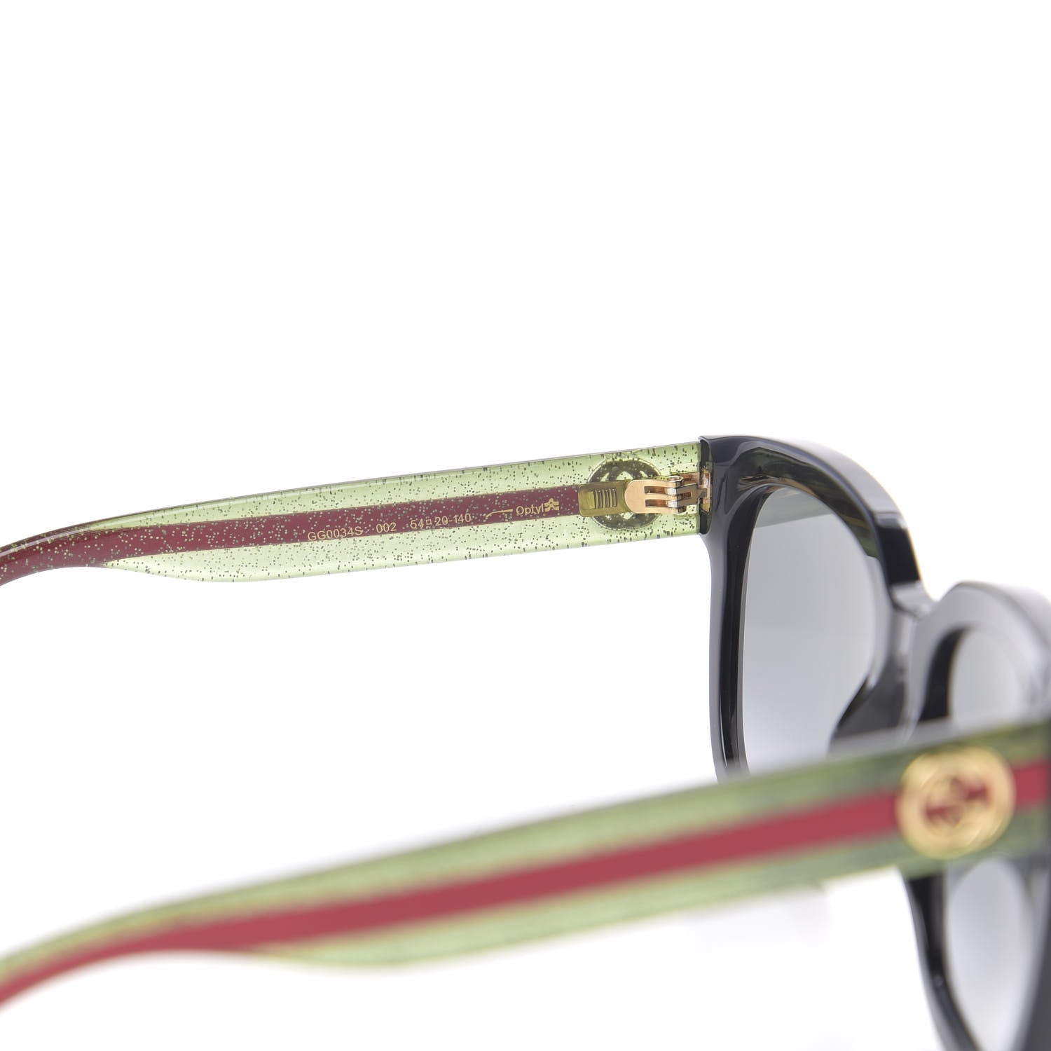 Gucci Square Frame Glitter Sunglasses GG0034S Black Green 6 of 8