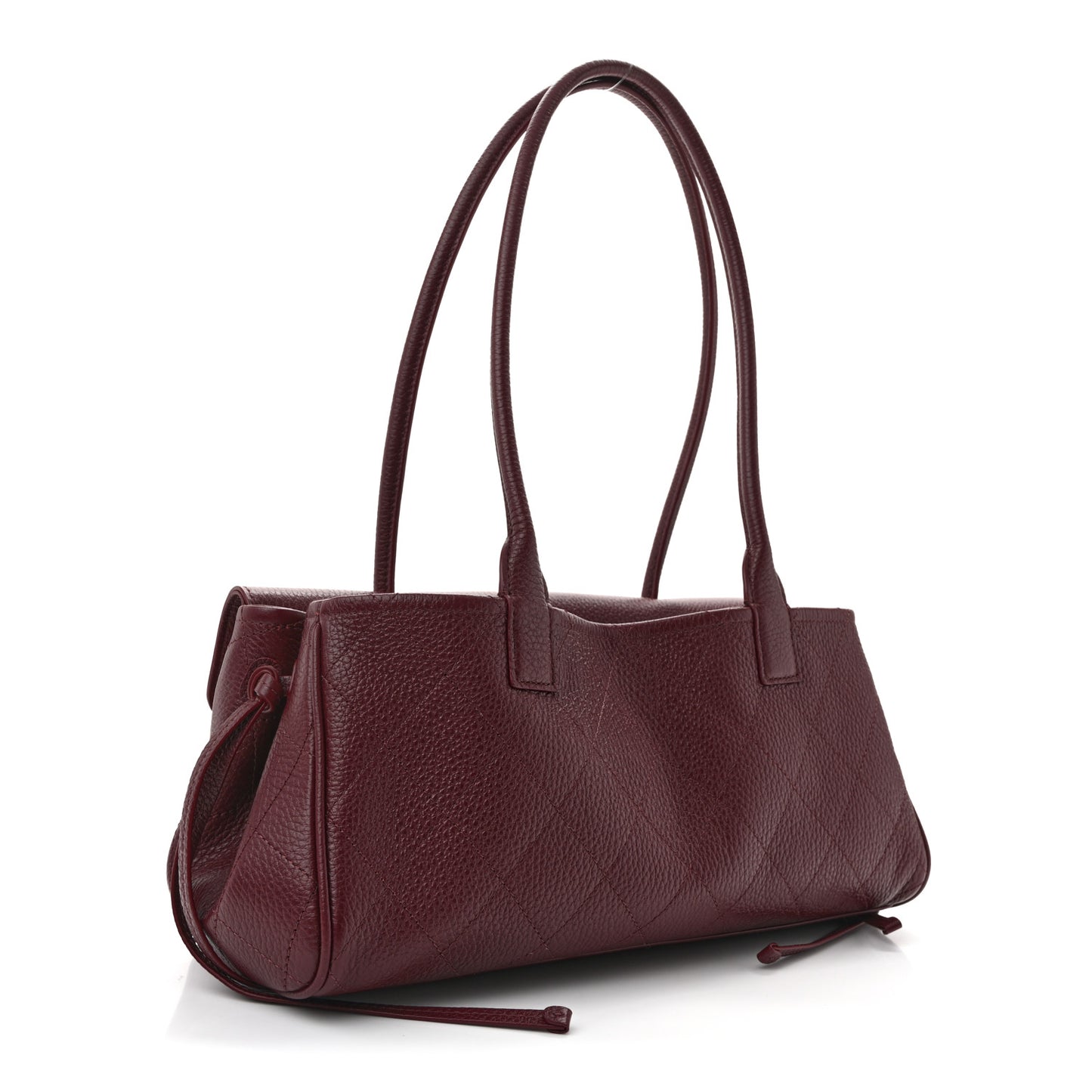 Grained Calfskin Stitched Urban Essentials Small Shopping Bag Burgundy