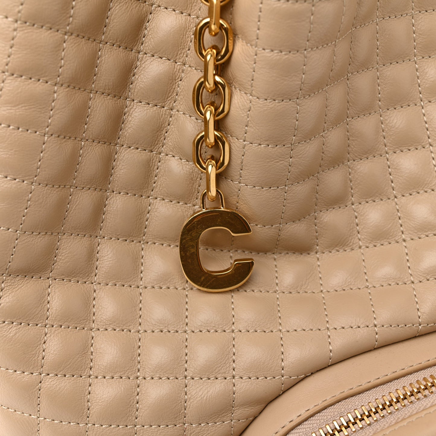 Calfskin Quilted Medium C Backpack Beige