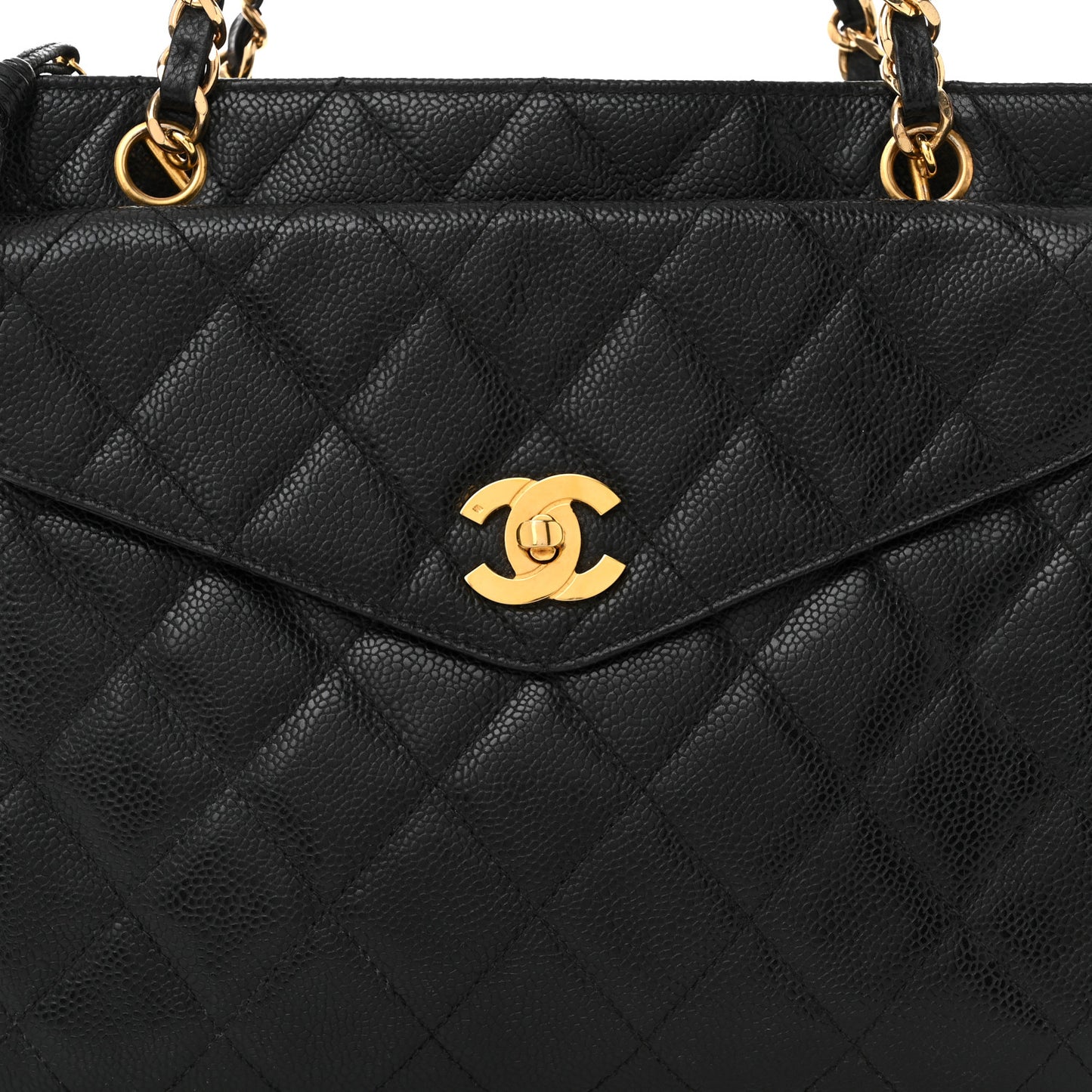 Caviar Quilted Flap Shoulder Bag Black