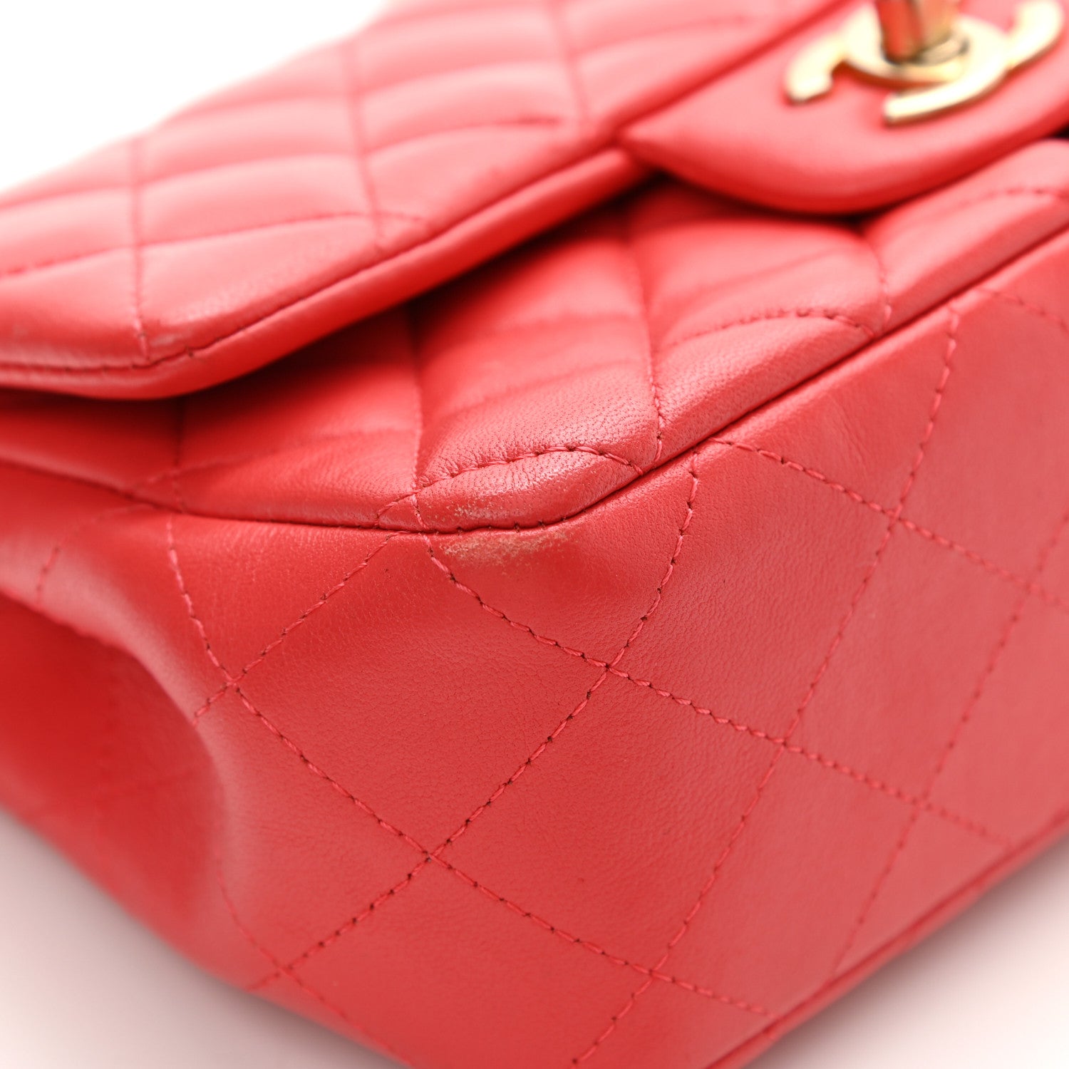 Chanel Lambskin Quilted Mini Rectangular Flap Red 12 of 17