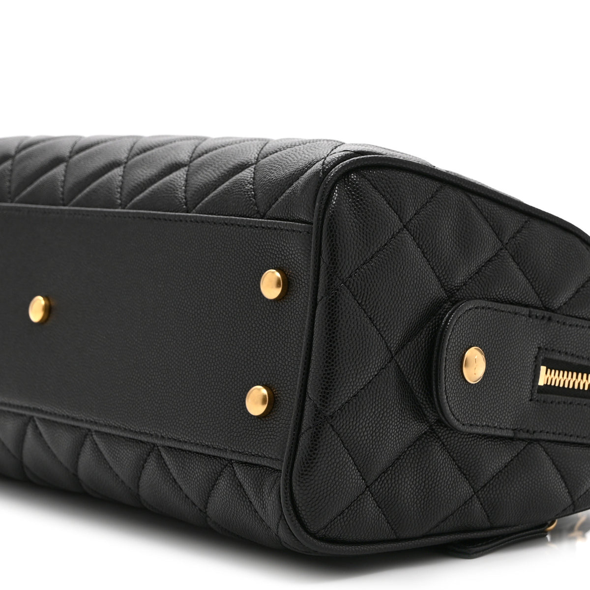 Caviar Quilted Large Bowling Bag Black