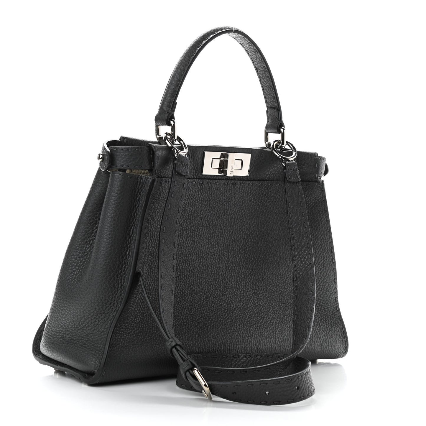 Cuoio Romano Selleria Bi-Color Medium Peekaboo Iconic Satchel Asfalto Latte