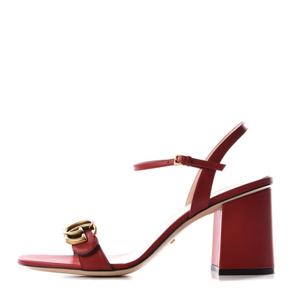 Gucci Lifford Calfskin GG Marmont Ankle Wrap 75mm Sandals 39.5 Hibiscus Red 1 of 8