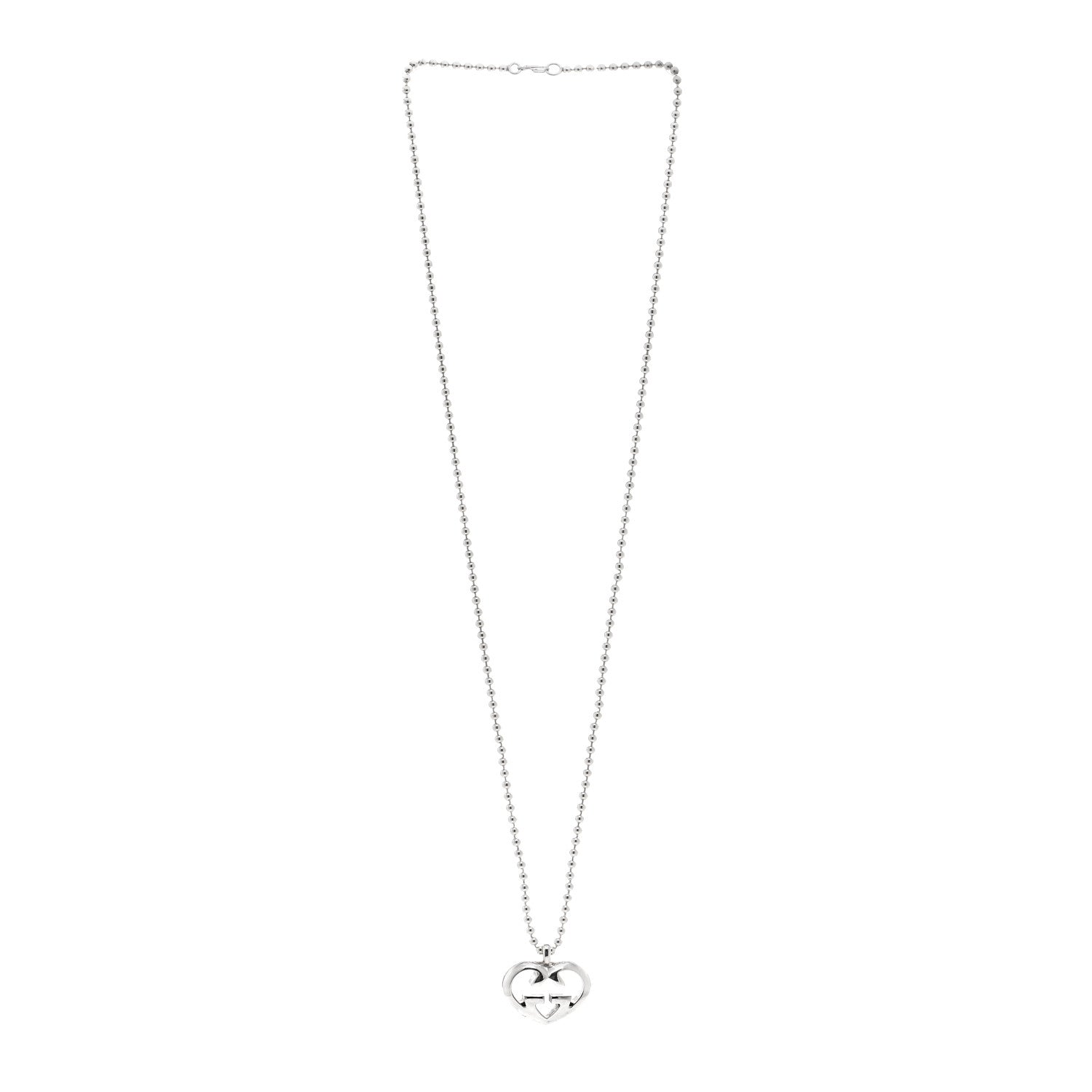 Gucci Sterling Silver Britt Heart Pendant Necklace 3 of 6