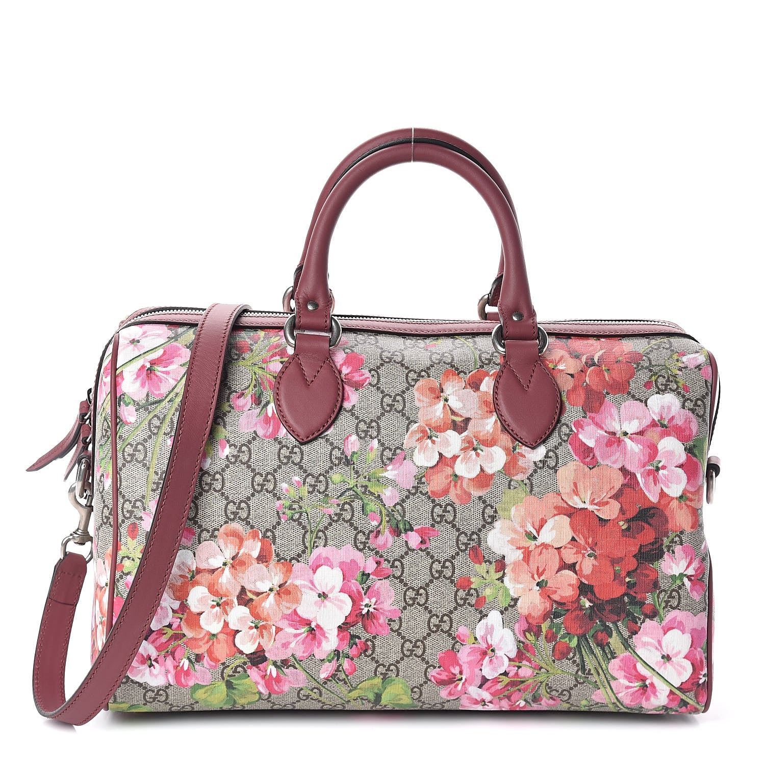 Gucci GG Supreme Monogram Blooms Medium Boston Beige Multicolor Dry Rose 1 of 9