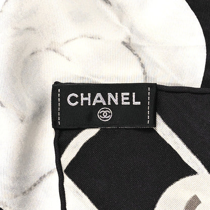 Chanel Silk Camellia CC Square Scarf Black 3 of 3