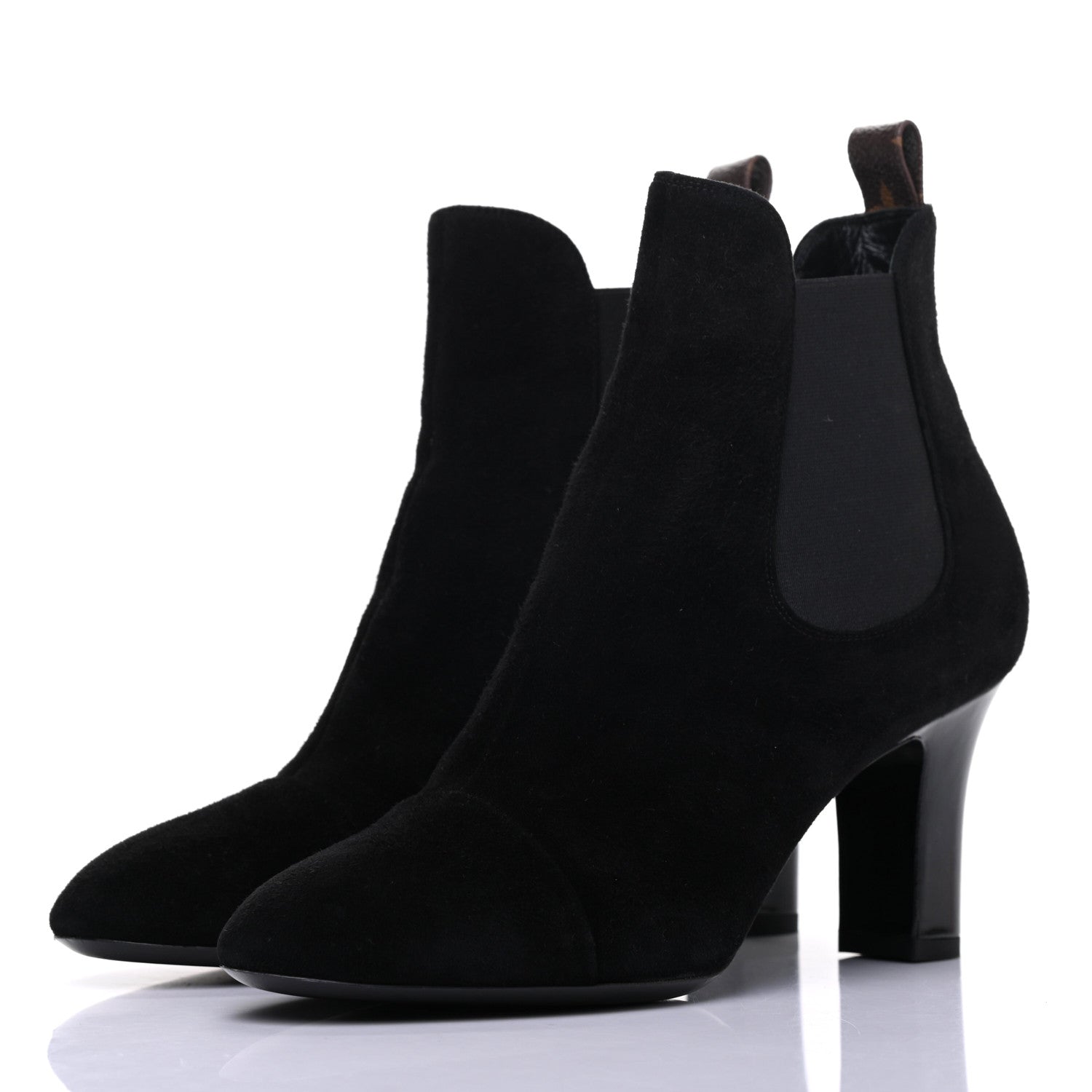 Louis Vuitton Suede Monogram Uniformes Cap Toe Chelsea 75mm Ankle Boots 39 Black 3 of 11