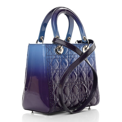 Christian Dior Patent Cannage Gradient Medium Lady Dior Purple Blue 3 of 26