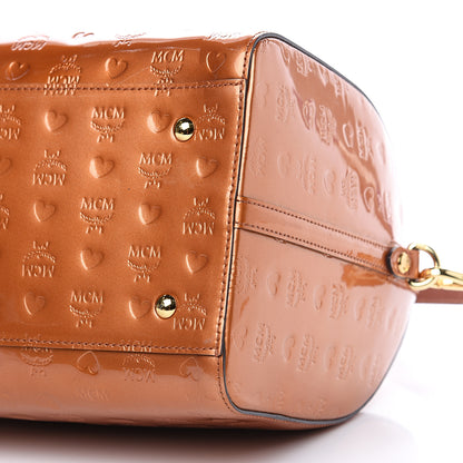 MCM Patent Monogram Boston Bag Bronze 11 of 11