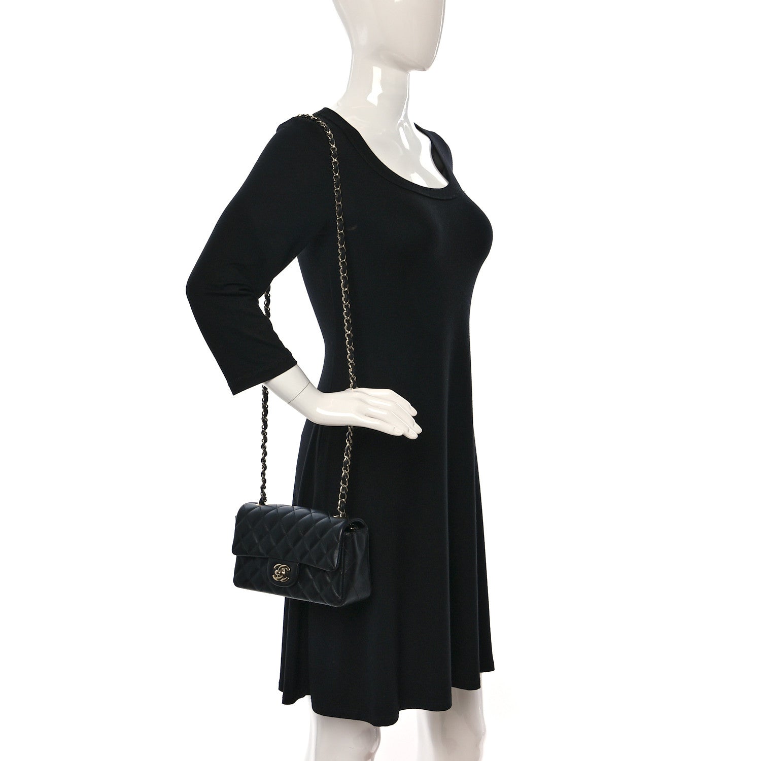 Chanel Lambskin Quilted Mini Rectangular Flap Black 2 of 9