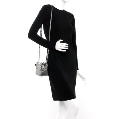 Saint Laurent Metallic Grain De Poudre Y Quilted Monogram Mini Loulou Camera Bag Gun Metal 2 of 8
