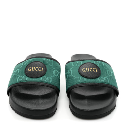 Gucci Econyl Nylon Monogram Mens Off The Grid Slide Sandals 10 Scrabble Green Black 2 of 9