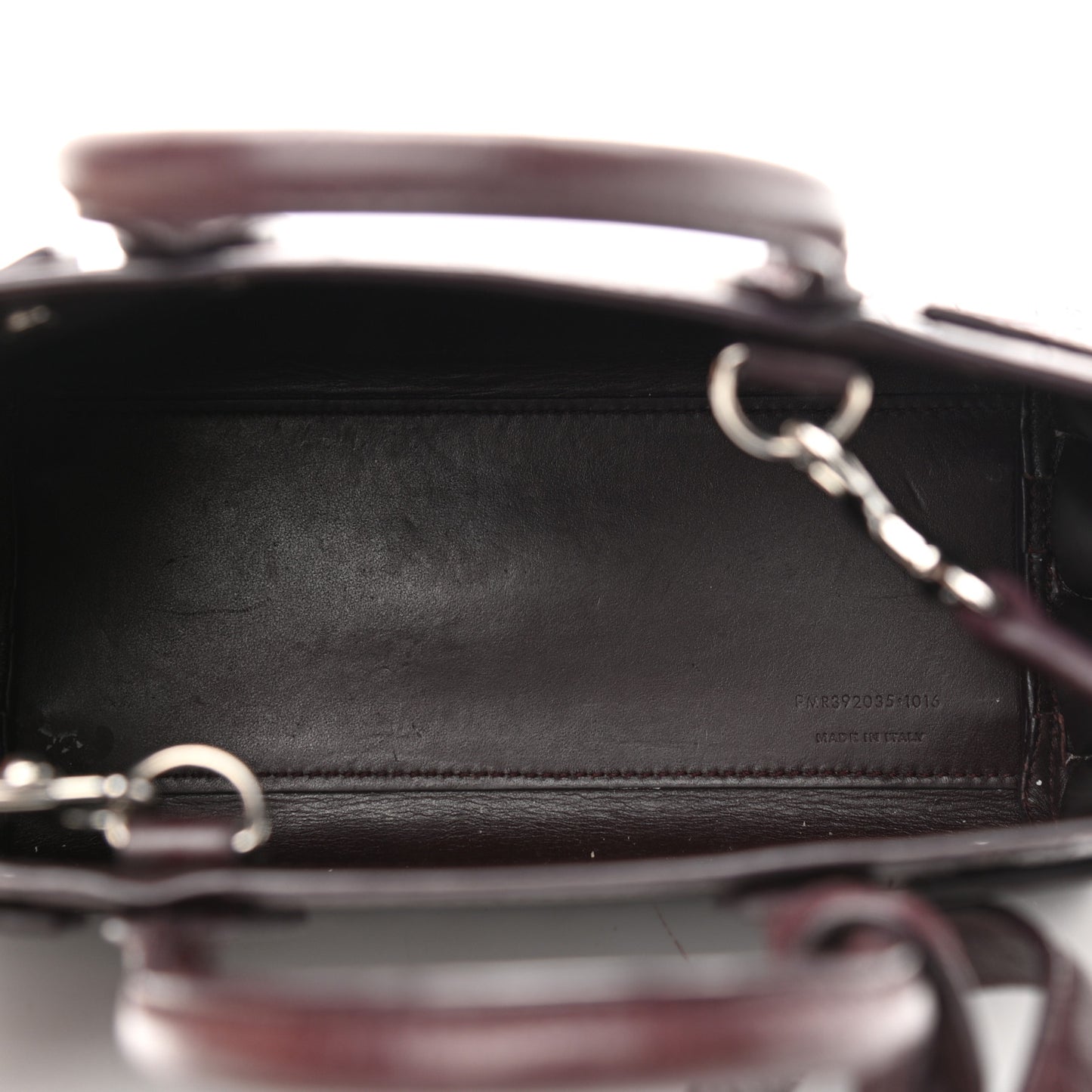 Calfskin Crocodile Embossed Nano Sac De Jour Bordeaux