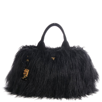 Prada Eco Kidassia Faux Fur Garden Tote Black 1 of 6
