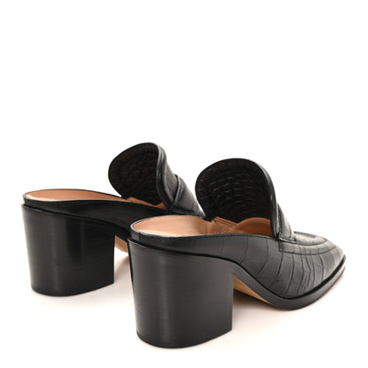 Bottega Veneta Calfskin Alligator Embossed Mules 39 Black 5 of 9