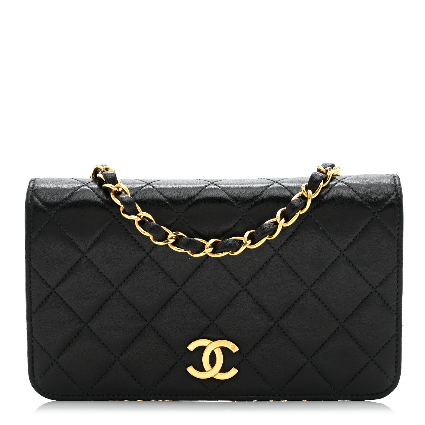 Lambskin Quilted Small Single Flap Black