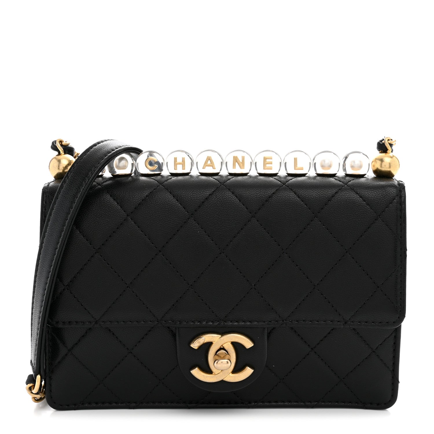 Chanel Goatskin Quilted Logo Small Chic Flap Black 1 of 10