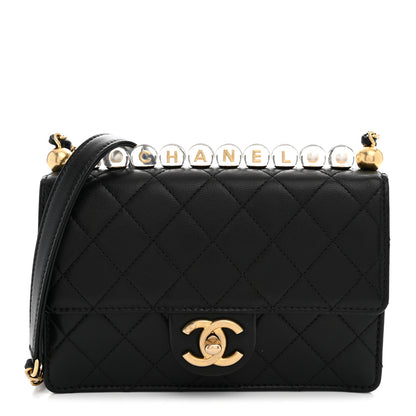 Chanel Goatskin Quilted Logo Small Chic Flap Black 1 of 10