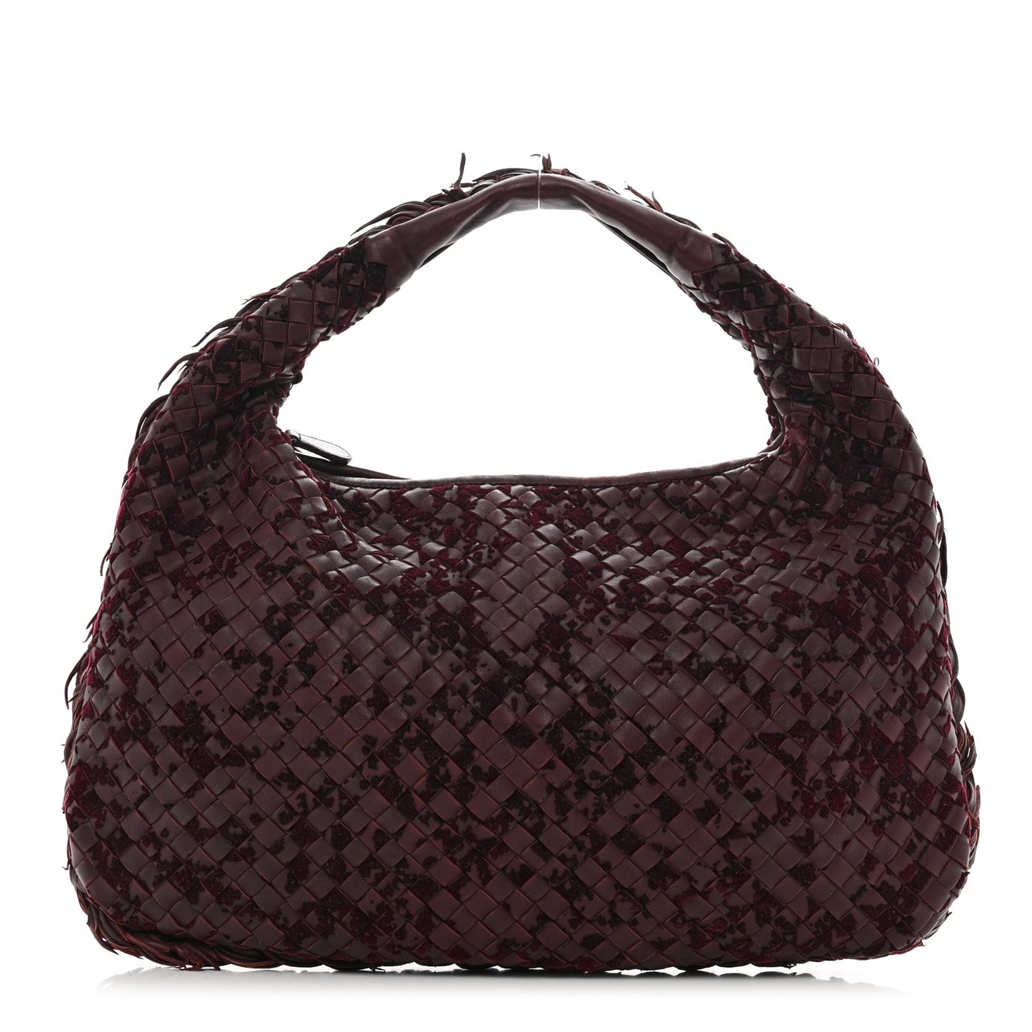 Nappa Velours Intrecciato Fuzzy Medium Veneta Hobo Aubergine