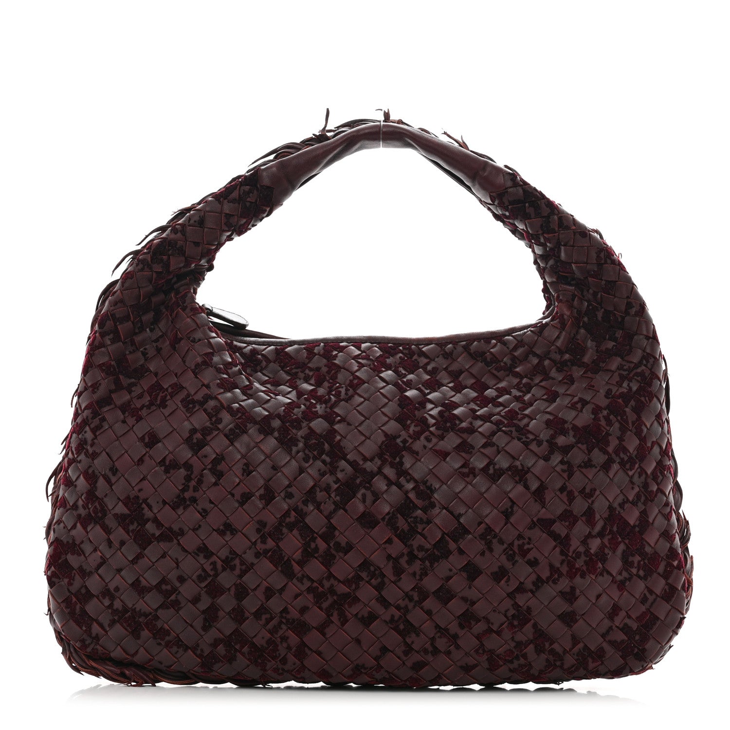 Bottega Veneta Nappa Velours Intrecciato Fuzzy Medium Veneta Hobo Aubergine 1 of 8
