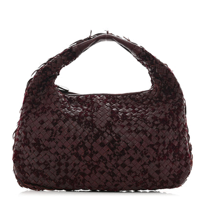 Bottega Veneta Nappa Velours Intrecciato Fuzzy Medium Veneta Hobo Aubergine 1 of 8
