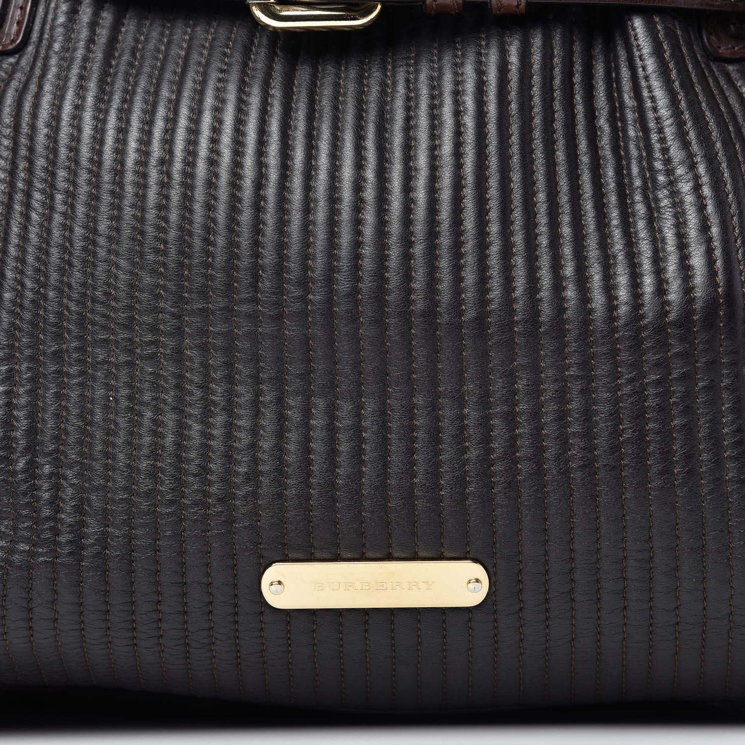 Burberry Calfskin Quilted Belt Tote Black 12 of 21