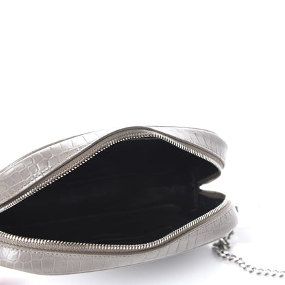 Saint Laurent Calfskin Crocodile Embossed Monogram Lou Camera Bag Fog 5 of 10