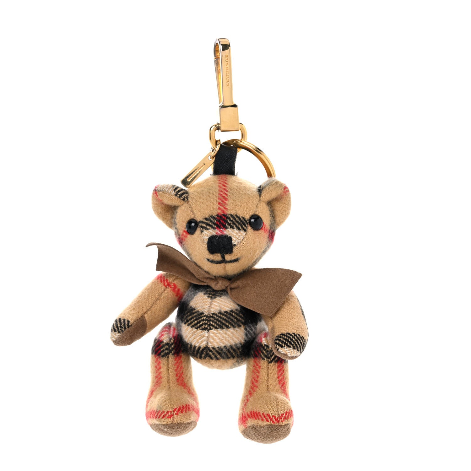 Burberry Cashmere Calfskin Thomas Bow Tie Teddy Bear Keychain Charm Archive Beige 1 of 4