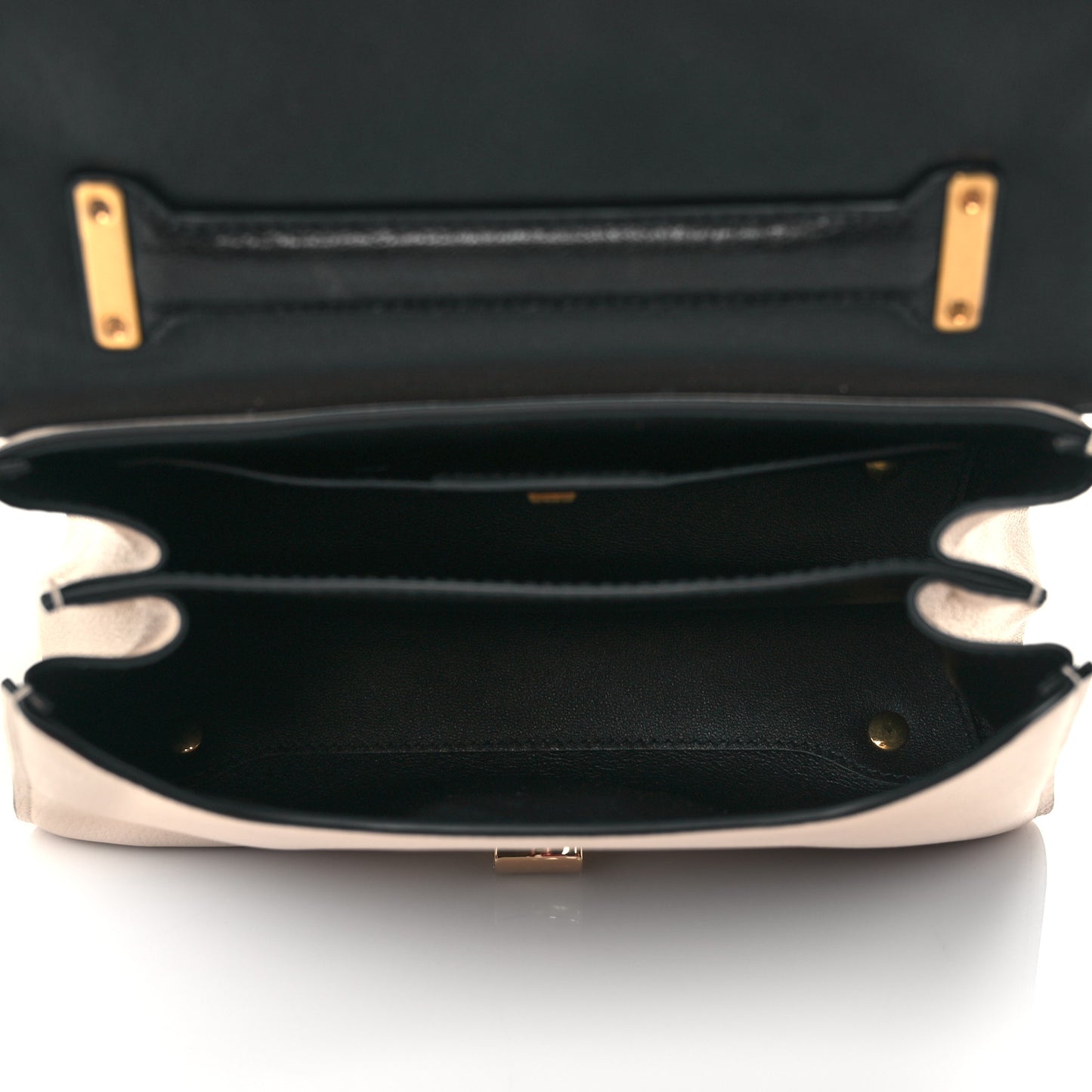 Calfskin Margot Top Handle Satchel Beige Black