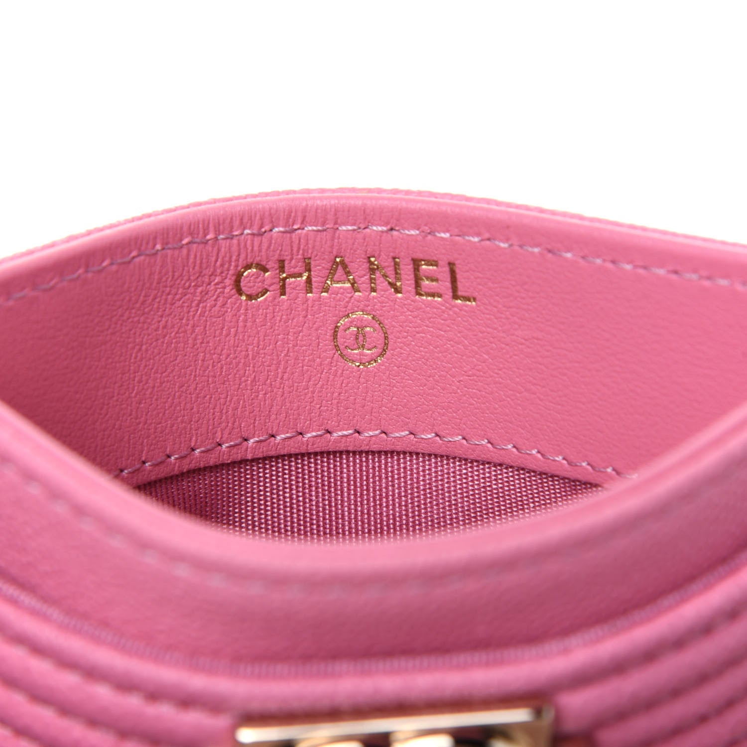 Chanel Caviar Quilted Boy Card Holder Pink 6 of 12