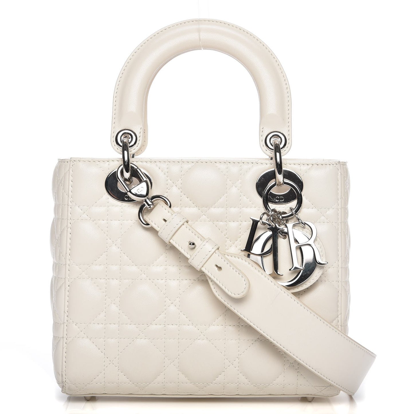 Lambskin Cannage Medium Lady Dior White