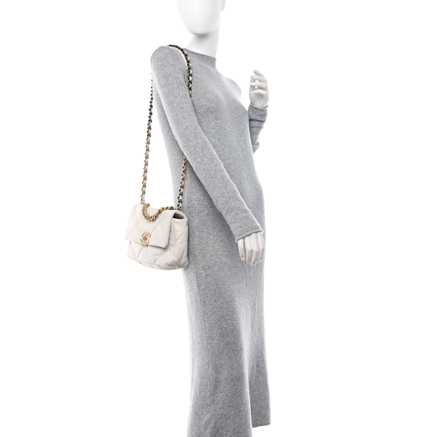 Lambskin Quilted Medium Chanel 19 Flap White
