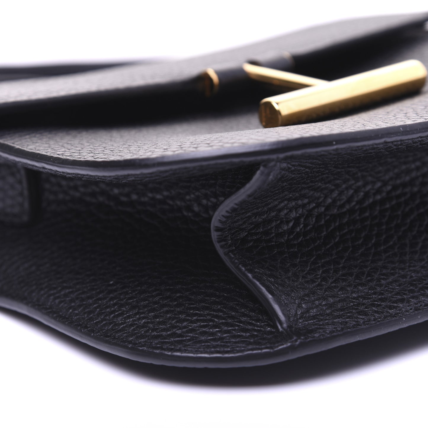 Grained Calfskin Small T Clasp Tara Crossbody Bag Black