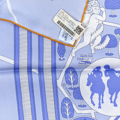 Hermes Silk Les Nouveaux Amoureux de Paris Scarf 90 Lavande White Mauve 3 of 3