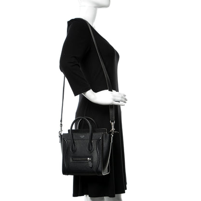 Celine Drummed Calfskin Nano Luggage Black 2 of 10