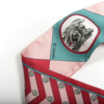 Hermes Silk Colliers Et Chiens Twilly Framboise Vert Rose 2 of 3