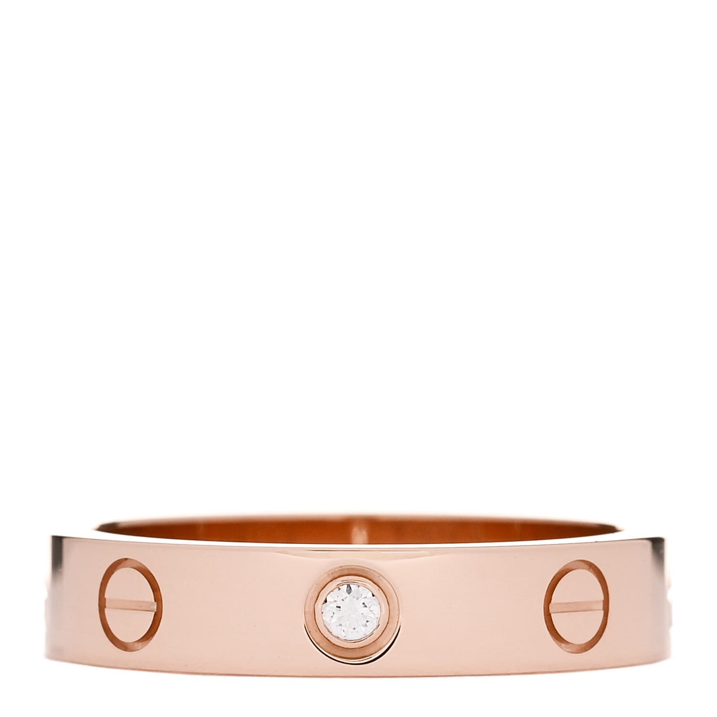 18K Pink Gold Diamond 4mm LOVE Wedding Band Ring 53 6.5