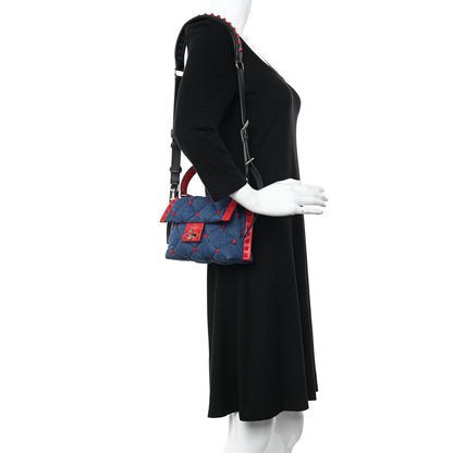 Valentino Garavani Denim Mini Candystud Top Handle Bag Blue Red 2 of 9