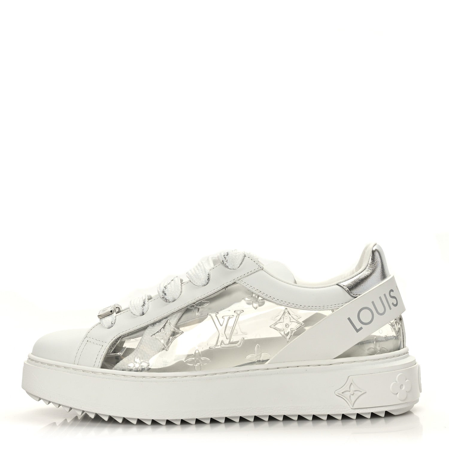 Louis Vuitton Monogram PVC Time Out Sneakers 38 Silver 1 of 8