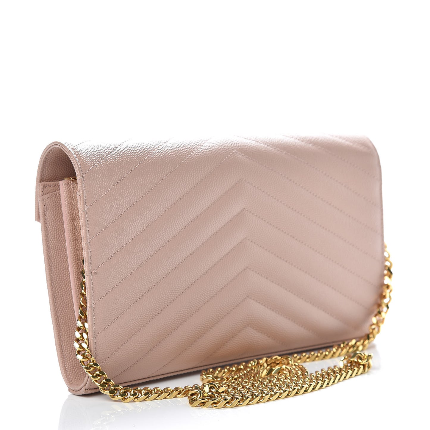 Grain De Poudre Matelasse Chevron Monogram Chain Wallet Pale Pink