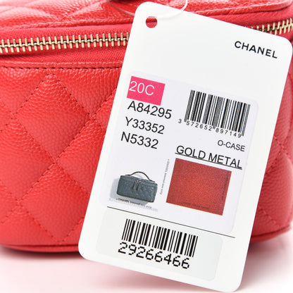 Chanel Caviar Quilted Top Handle Jewelry Case Red 11 of 12