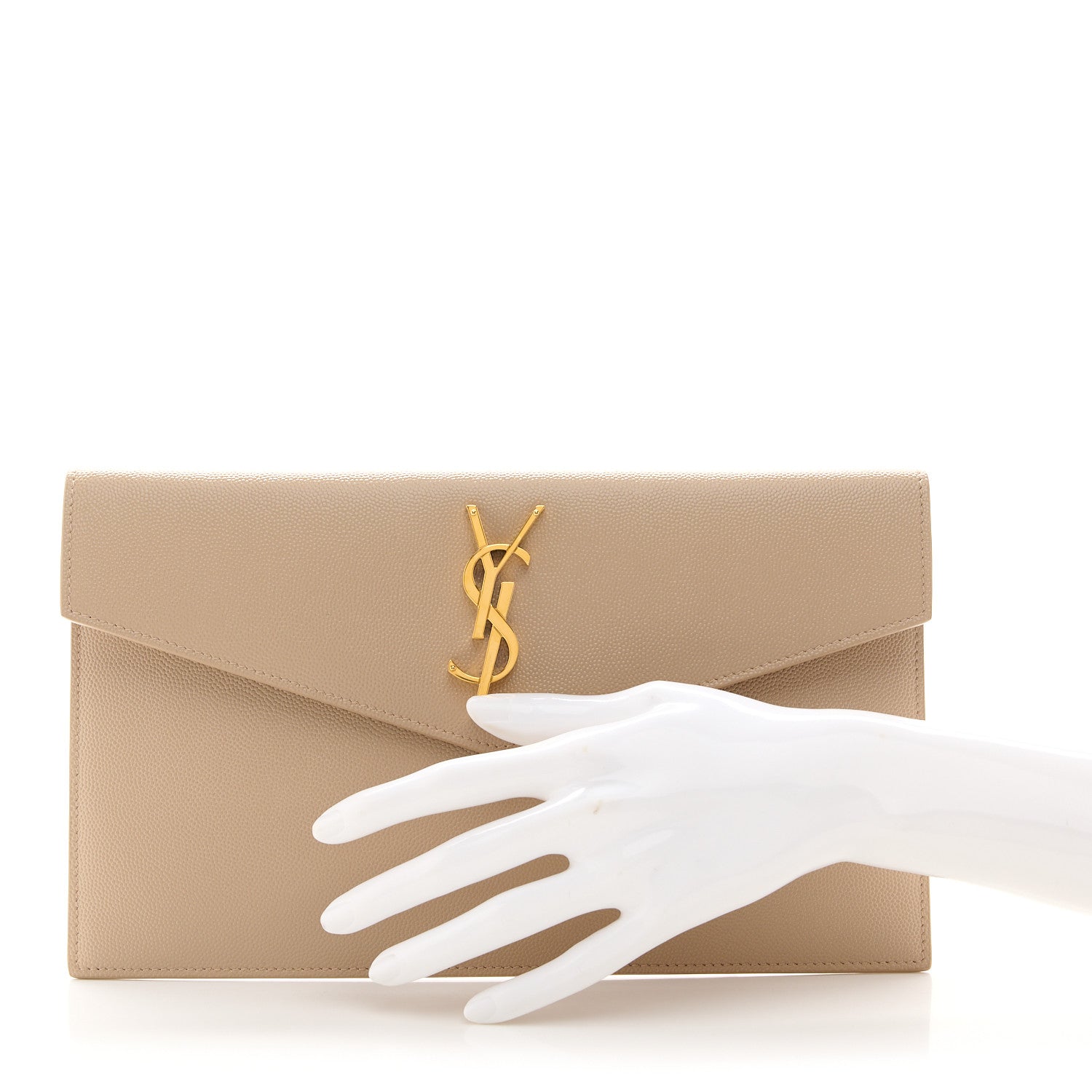 Saint Laurent Grain De Poudre Uptown Pouch Dark Beige 2 of 8