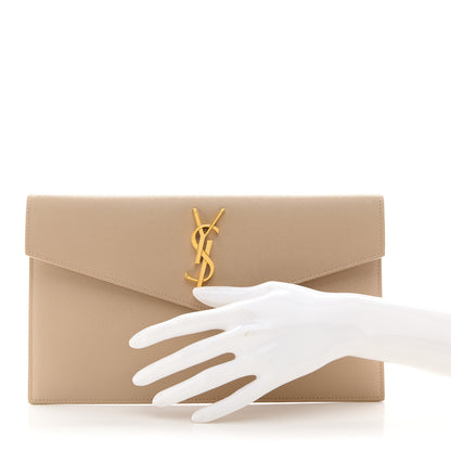 Saint Laurent Grain De Poudre Uptown Pouch Dark Beige 2 of 8