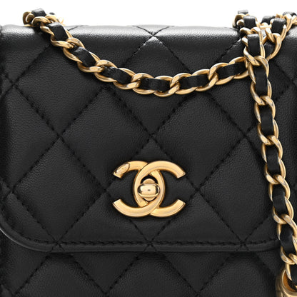 Chanel Lambskin Quilted Vertical Pearl Crush Flap With Chain Black 9 of 11