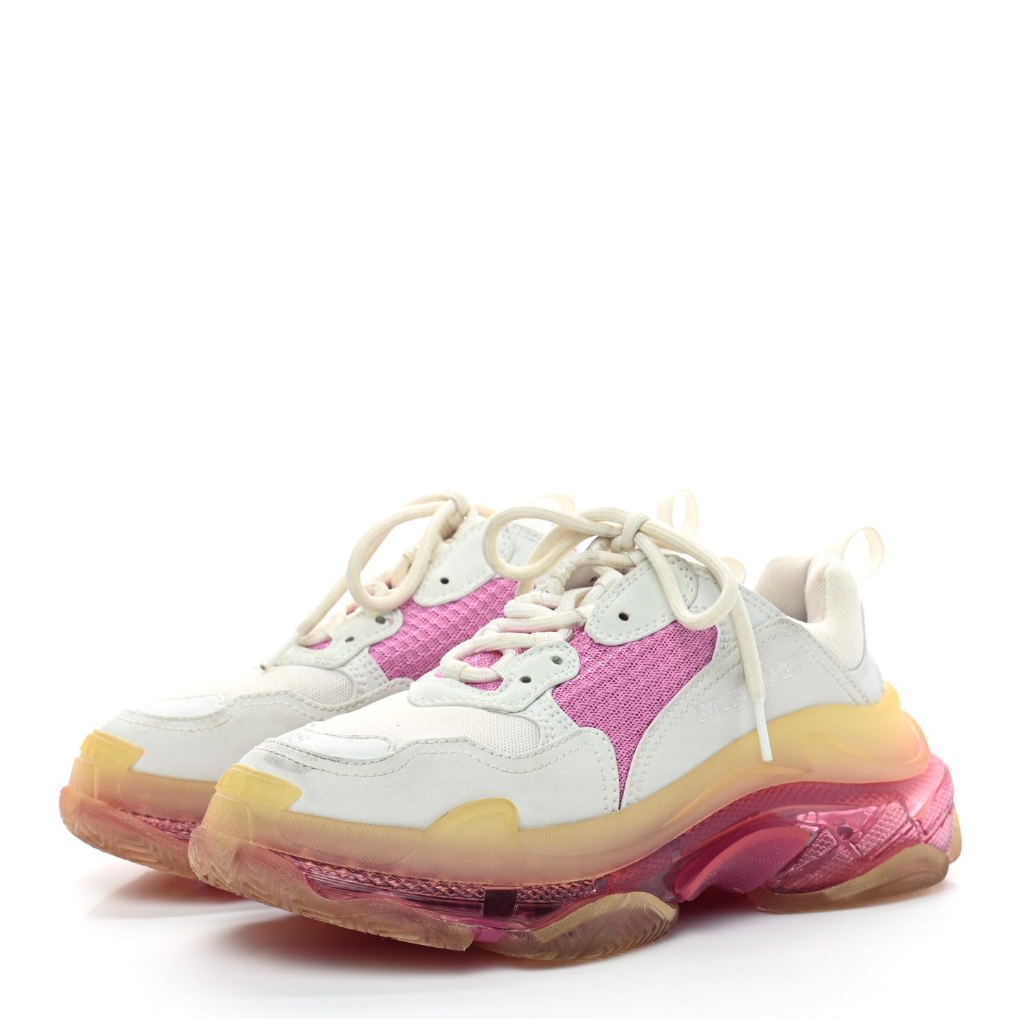 Fabric Mesh Clear Sole Womens Triple S Sneakers 38 White Pink
