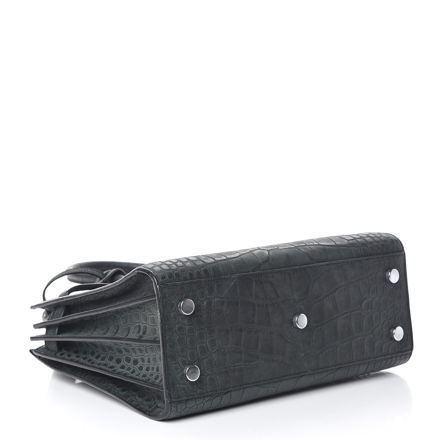 Calfskin Crocodile Embossed Baby Sac De Jour Dusty Black