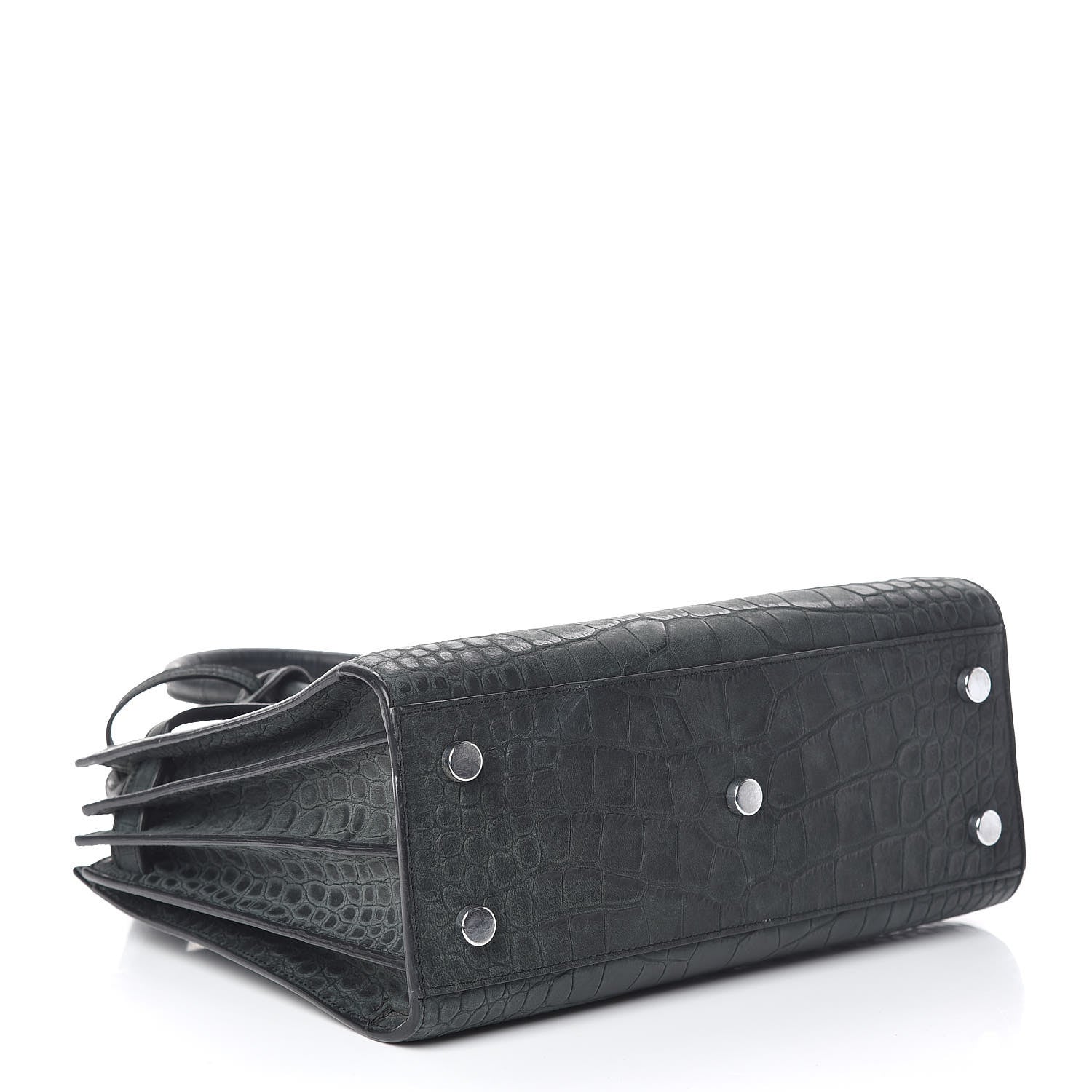 Saint Laurent Calfskin Crocodile Embossed Baby Sac De Jour Dusty Black 4 of 15