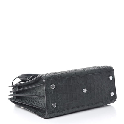 Saint Laurent Calfskin Crocodile Embossed Baby Sac De Jour Dusty Black 4 of 15