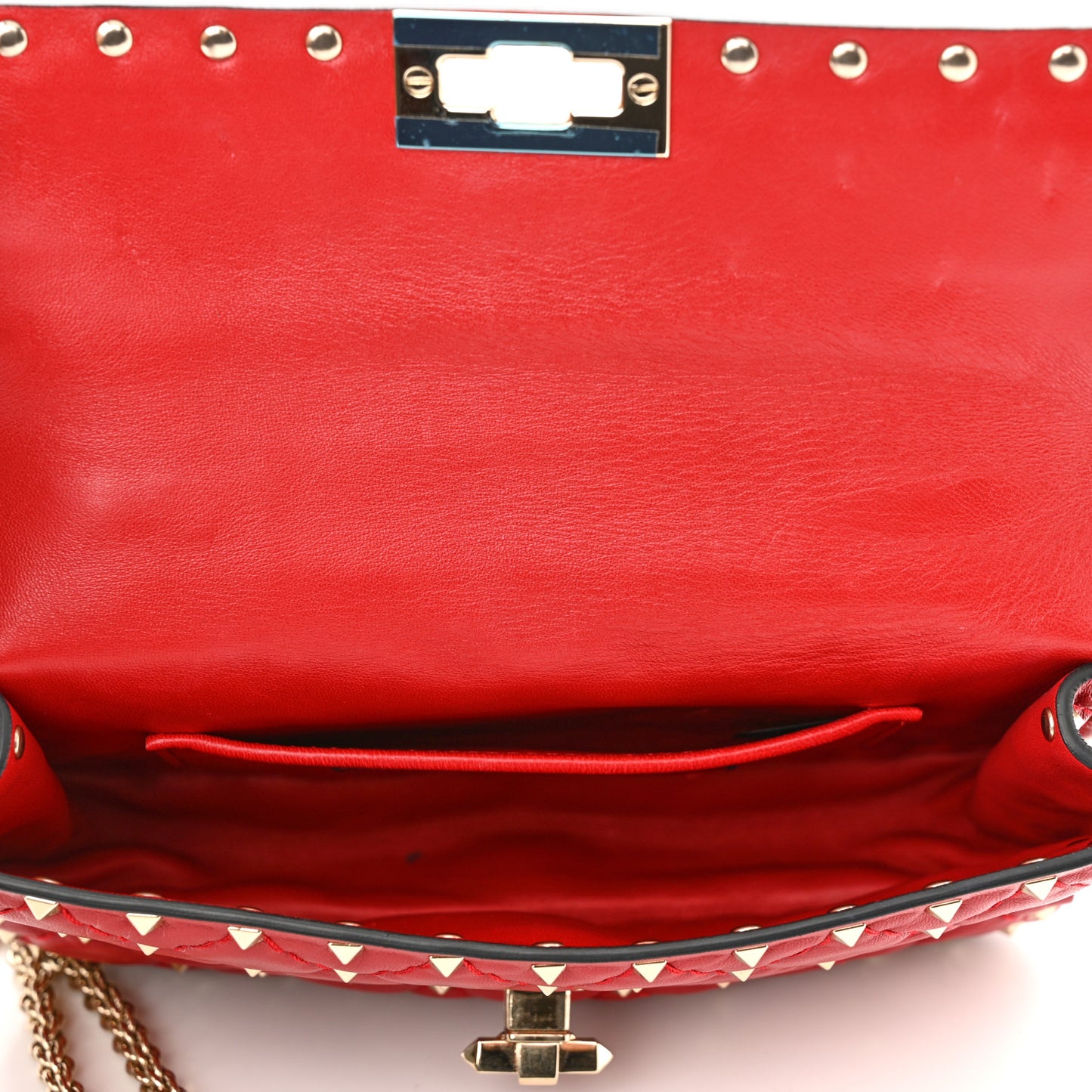 Nappa Small Rockstud Spike Shoulder Bag Rosso Valentino